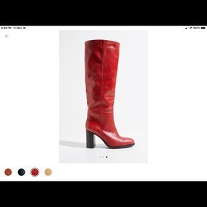 Free People Grayson Red Leather Knee Boots Size 9M